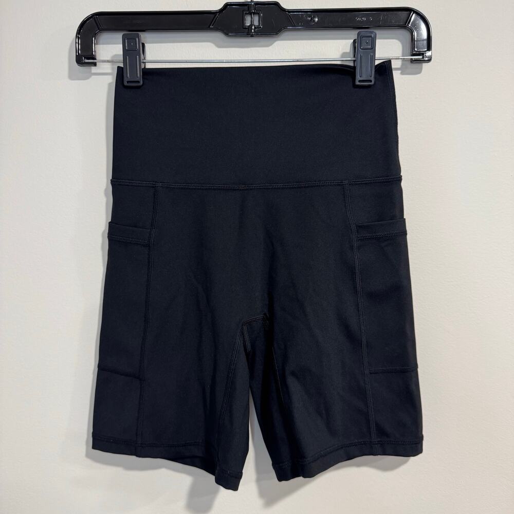 Aerie Offline Womens Solid Black Biker Yoga Shorts Size Small 7" Inseam Workout